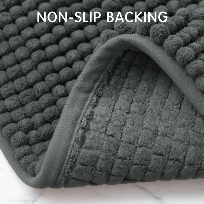 SUBRTEX Bathroom Rugs, 20" x 32" Chenille Bath Rug Soft Short Plush Bath Mat Soft Shower Mat Water Absorbent Shower Mat Quick Dry Machine Washable, Gray - Image 4
